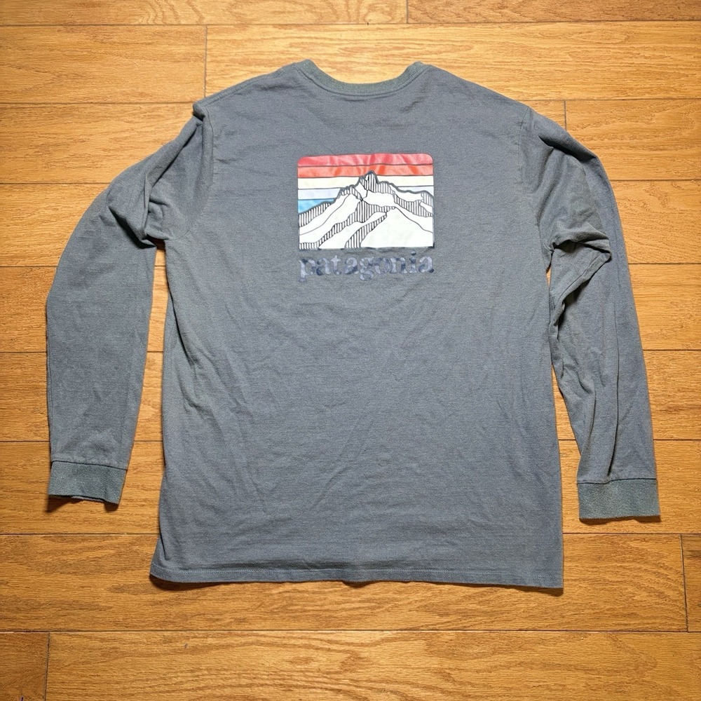 Patagonia Responsibili-Tee Mens XLarge Grey Long Sleeve Mountain Sunset Outdoor